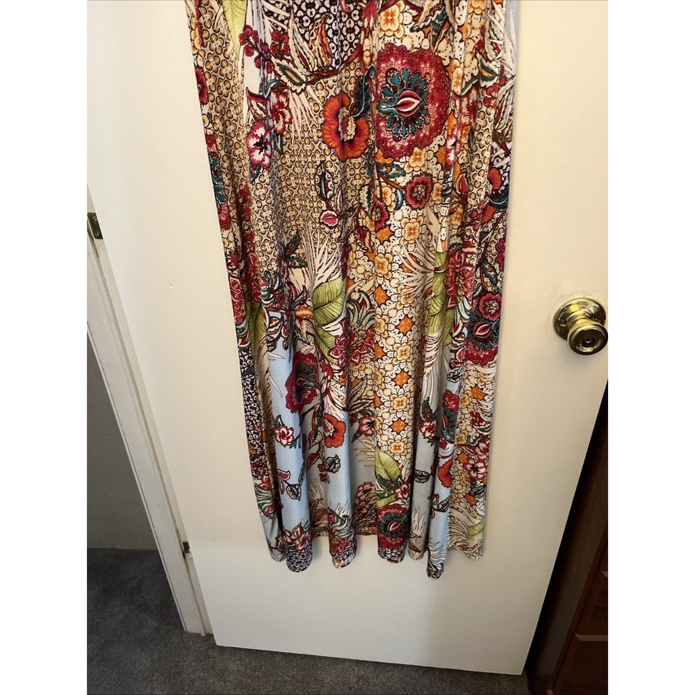 Mile Gabrielle Floral WrapMaxi Dress Yellow Purple Green Boho Women's Small - Picture 5 of 8